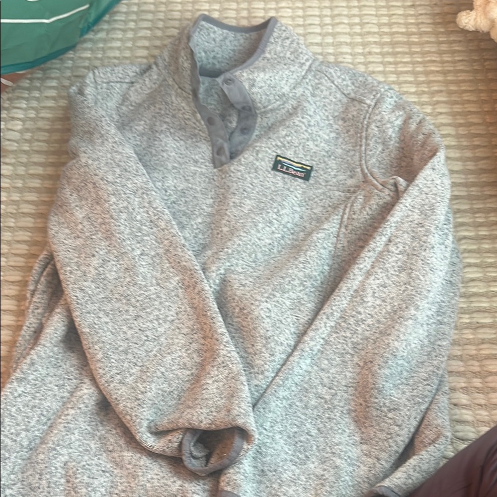 LL bean Gray Zip Up Fleece Sweater